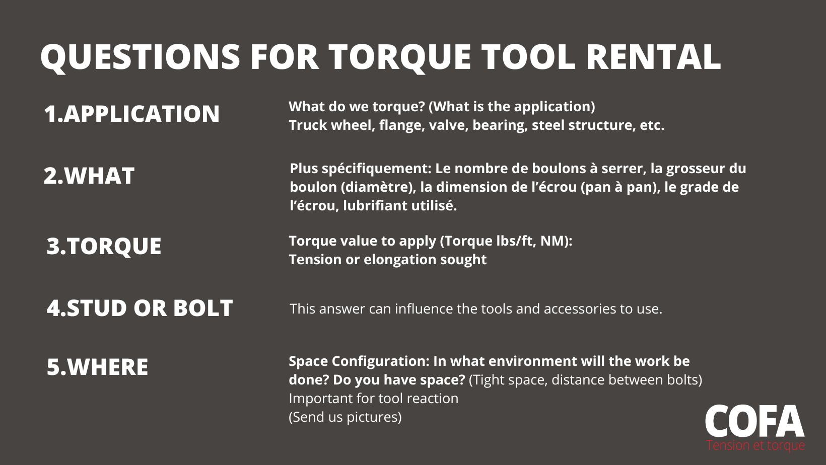 Cofa-Questions torque tool rental