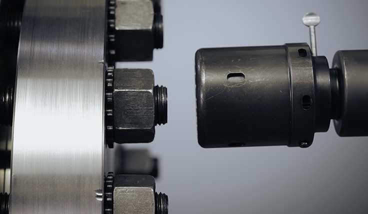 HYTORC True-Lock Reaction Washer installée sur boulon industriel